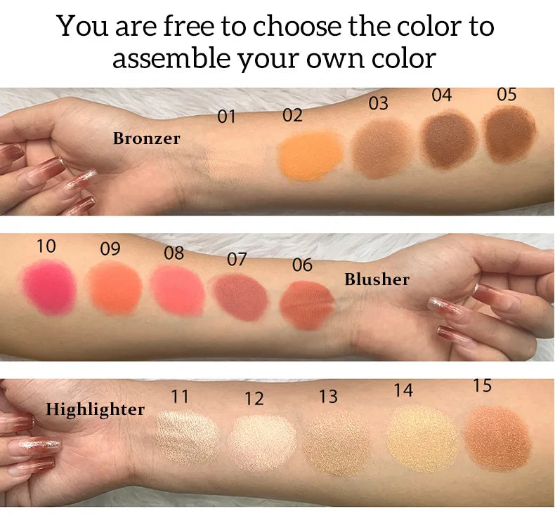 professional makeup 3 in 1 palette diy highlighter blush counter palette choose your own colors