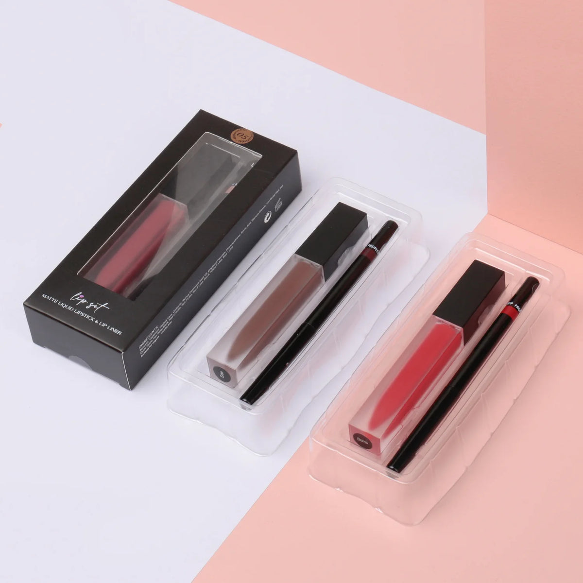 2 in 1 lip kit black pencil liquid lipstick long lasting vegan long lasting matte lipstick lip liner set