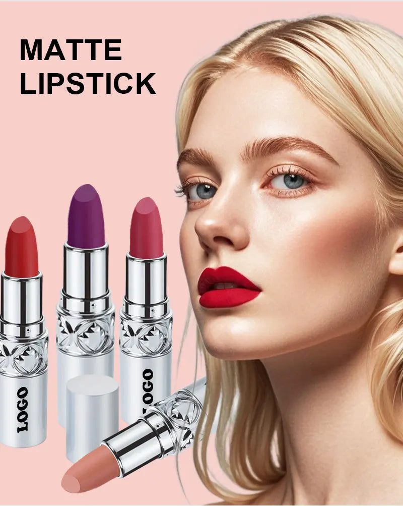 factory price silver tube 24 colors waterproof high pigment matte long lasting lipstick