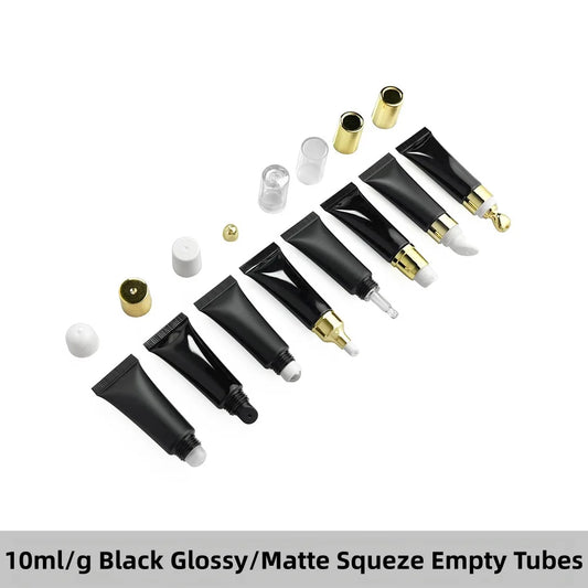 cosmetics package 10ml mixed color hose tube metal applicator ceramic head squeeze lip gloss empty tube