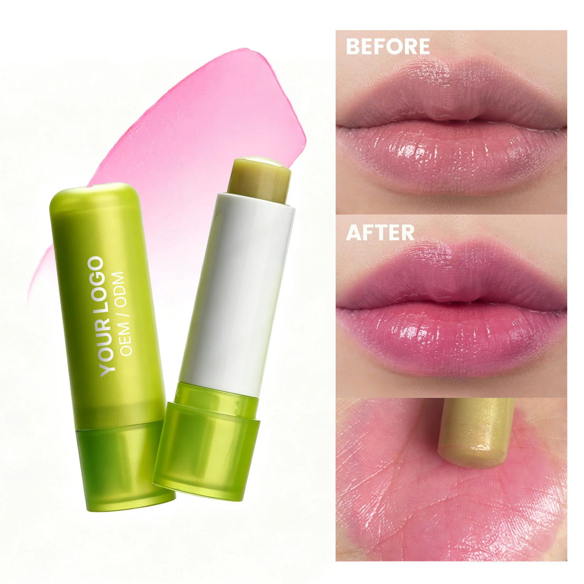 Color-changing aloe scented lip balm stick