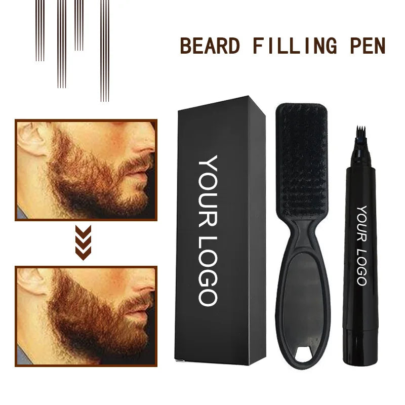 waterproof beard care pencil filler pen beard dye men beard pencil filling pen kit with brush