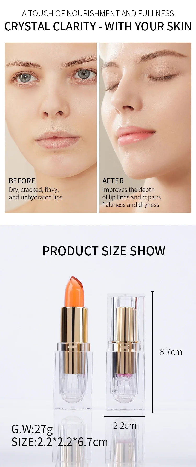 professional lip makeup jelly crystal lipsticks color changing lipsticks with different ph