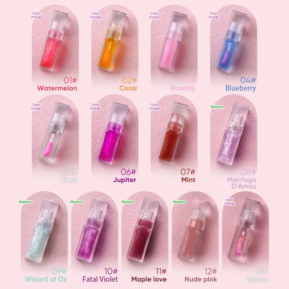 moisturizing fruit flavoured lip tint set glossy color changing oil for lip care makeup gift lip oil set