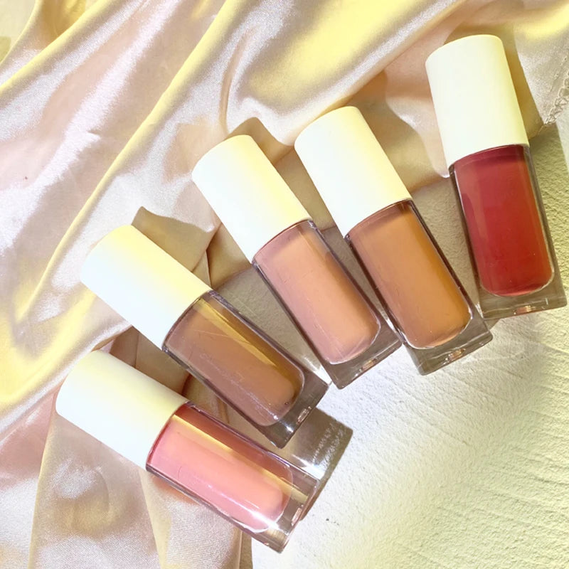 27 colors big brush round tube lip gloss nude shades smooth bright glossy moisturizing lip gloss