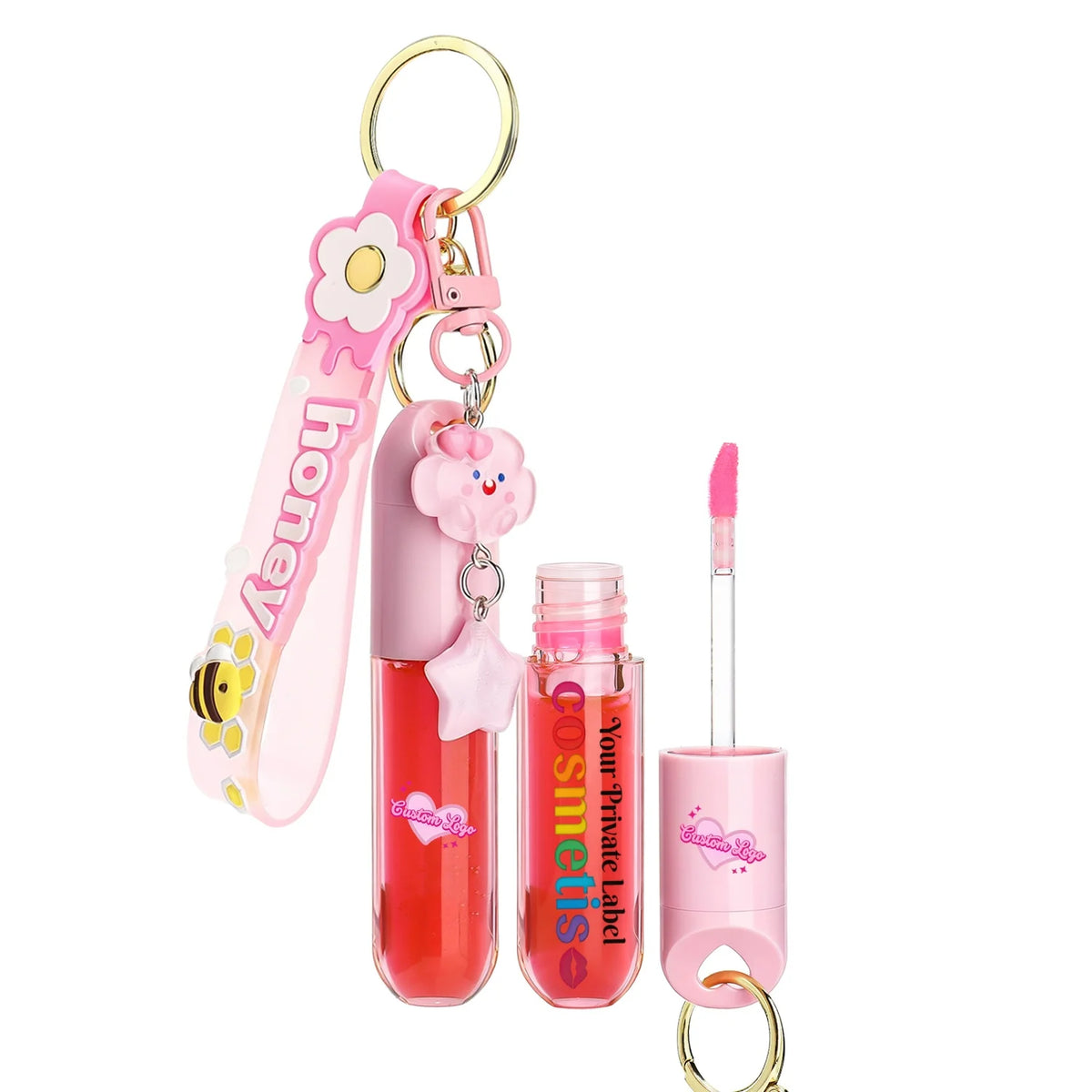 moisturizing keychain lip gloss hydrating lip shine for travel portable non-sticky charm lipgloss