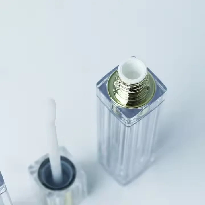 luxury empty lip oil tubes lip gloss containers clear lipgloss wand tubes gold silver lip tint tubes for cosmetic packag