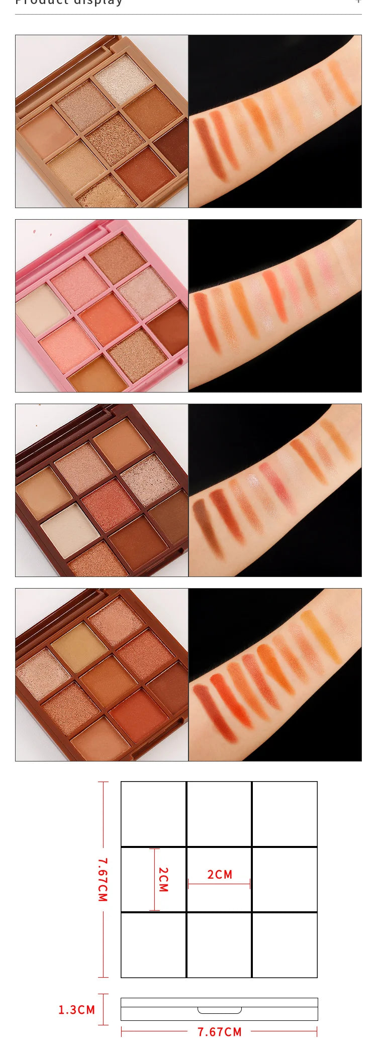 professional plastic eye shadow palette 9 color high pigment matte shining glitter eyeshadow palette