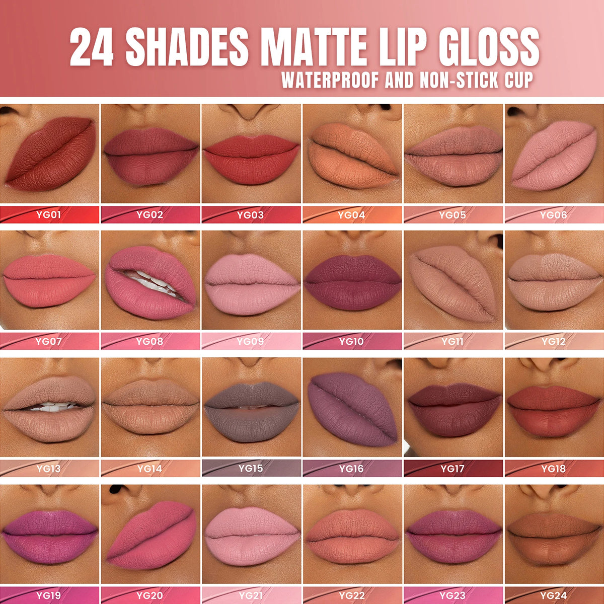 48 colors dual ended transparent tube lip gloss waterproof non-stick cup glossy matte 2 in 1 lip gloss
