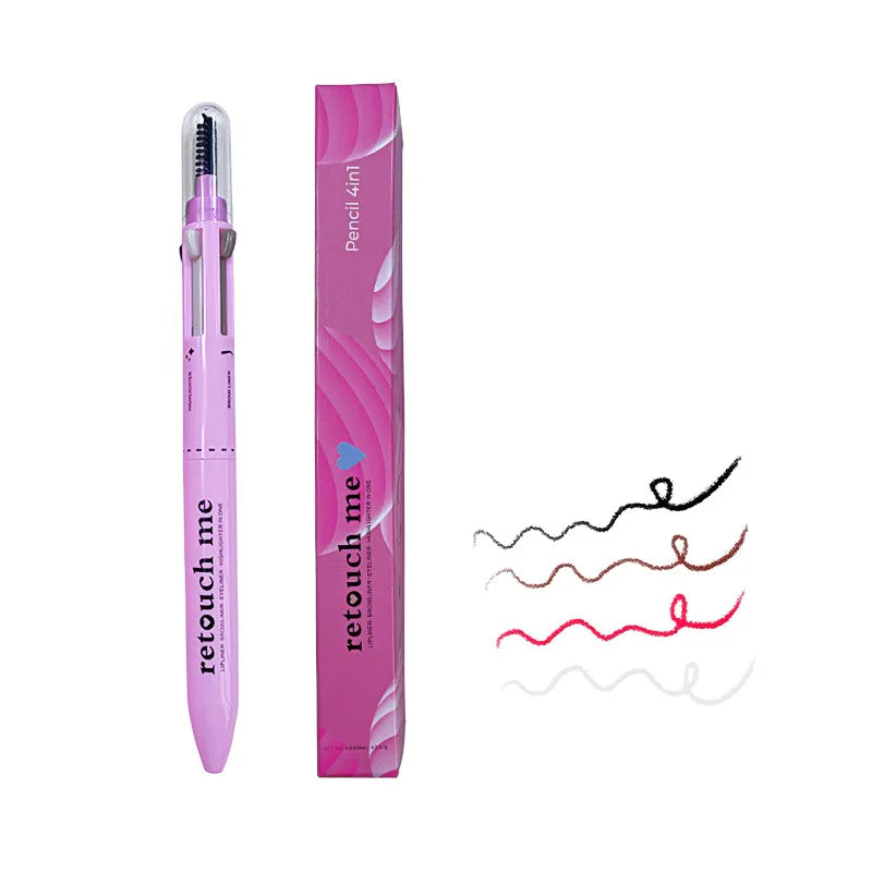 multifunction brow contour touch up 4in1 makeup pen with brush 4 refills 4 colors eyebrow eyeliner lipliner highlighter