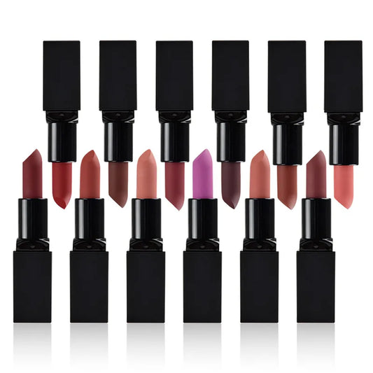 cosmetics black square tube vegan organic waterproof long lasting makeup creamy nude matte lipstick