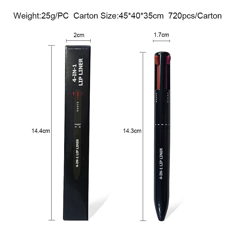 4 in 1 makeup pen lip liner waterproof eyeliner smooth cruelty free cosmetics lip liner pencil