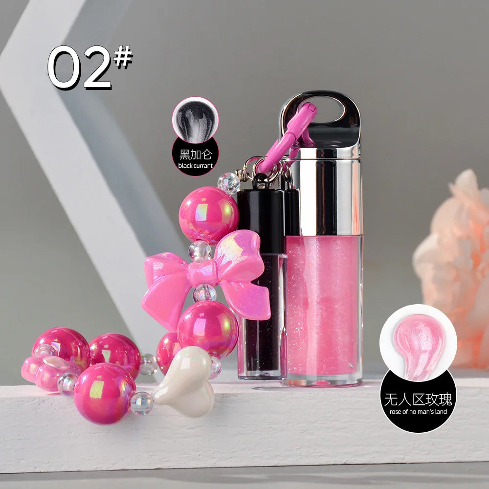 Two-bottle PH color-changing keychain lip glow oil set
