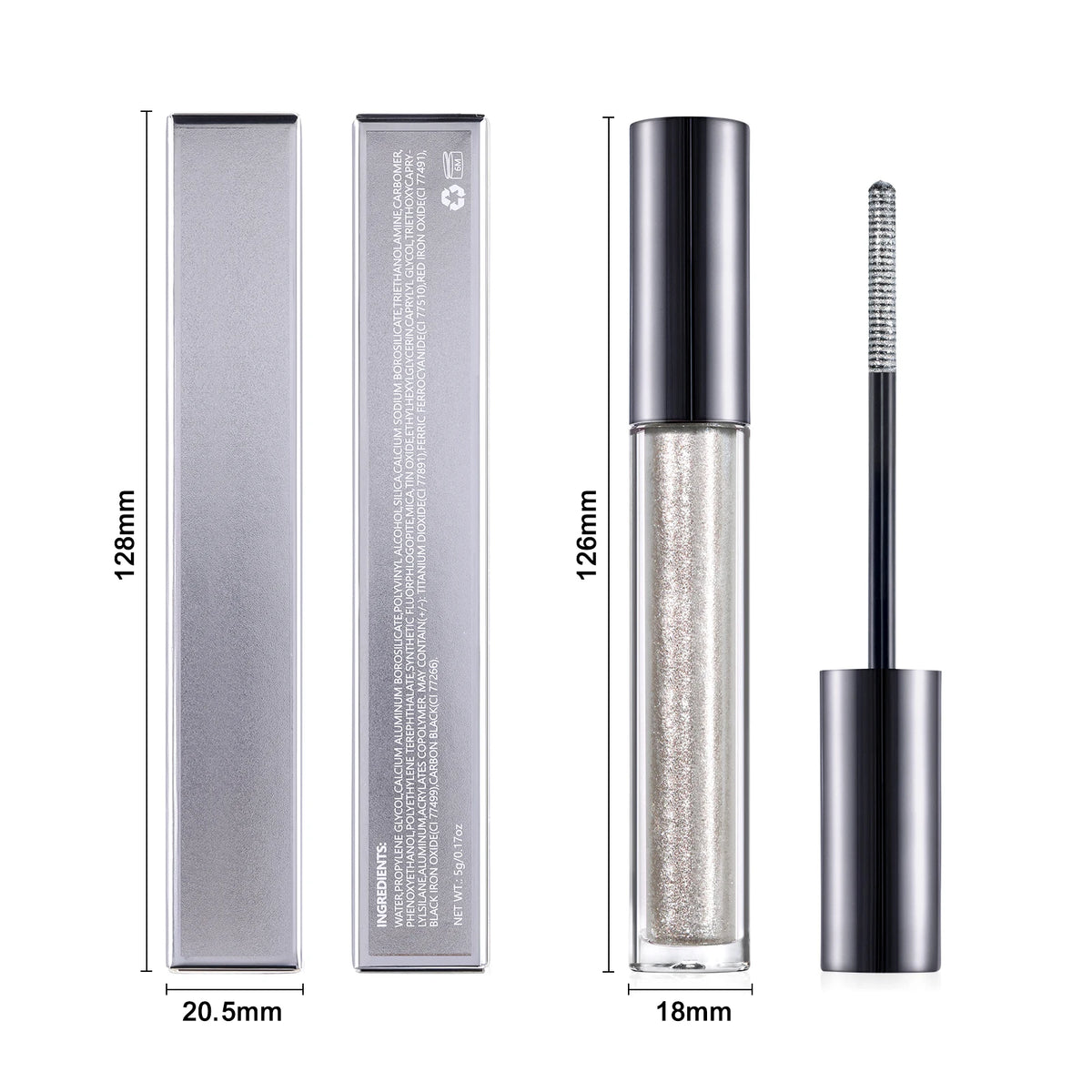 14 colors waterproof glitter mascara cruelty free makeup oil free lengthening chameleon mascara