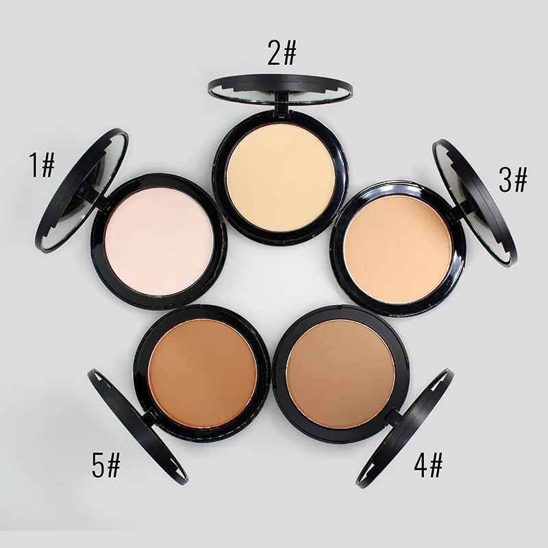 5 colors black powder palette vegan cruelty free pressed face powder with puff