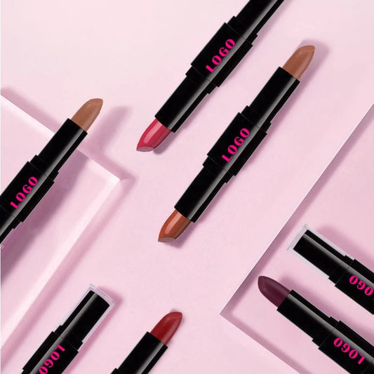 double headed lipstick makeup waterproof matte and shimmer cream lipstick