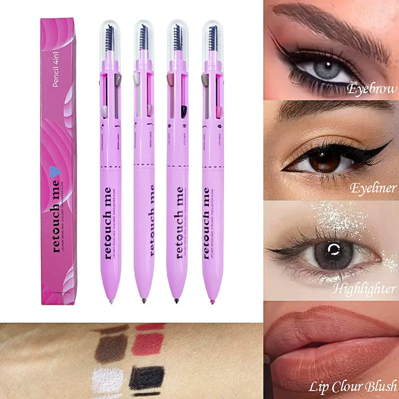 multifunction brow contour touch up 4in1 makeup pen with brush 4 refills 4 colors eyebrow eyeliner lipliner highlighter