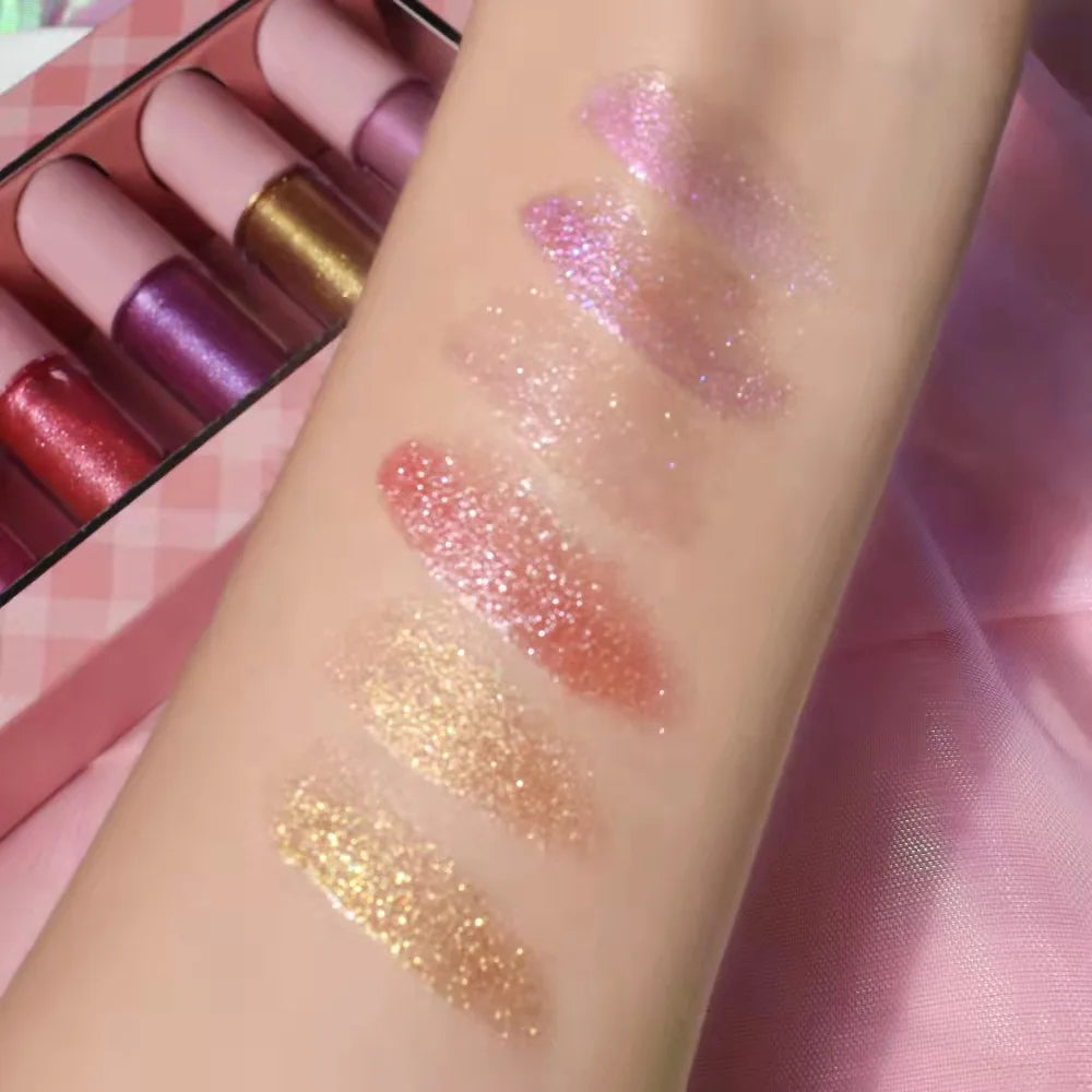 mini cute pink round shaped lipgloss waterproof long-lasting 6colors gift set cosmetics makeup lip tint lip gloss set