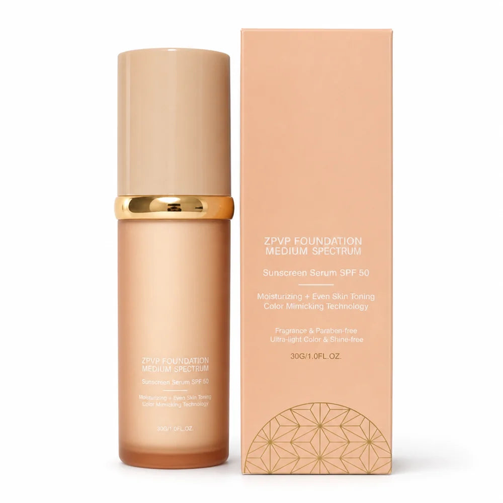 Liquid foundation with SPF 50 sunscreen serum