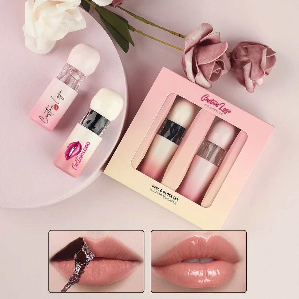 lip makeup moisturizing long lasting waterproof peel of lip stain lip oil matte peel gloss set