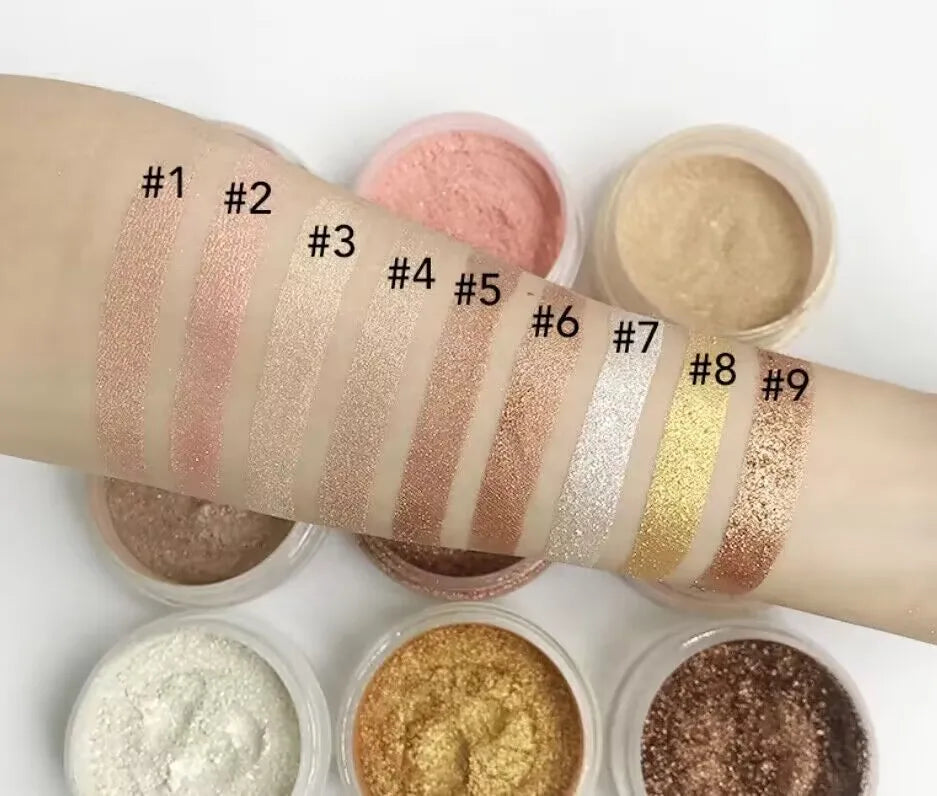 6 colors loose glitter highlighter makeup gold bronze shimmer highlighter powder