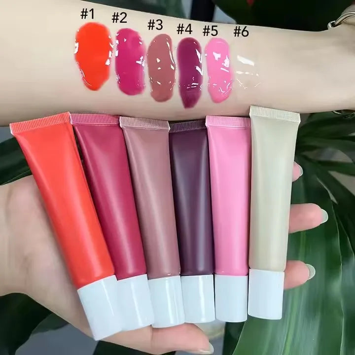 high-pigment lip gloss long-lasting smooth cream formula vegan peptide nourishing lip care fruit flavor