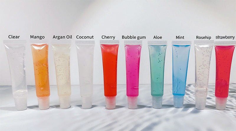 clear lipgloss keychain kit vegan squeeze tube luxury scented glossy pink lip gloss with pompom