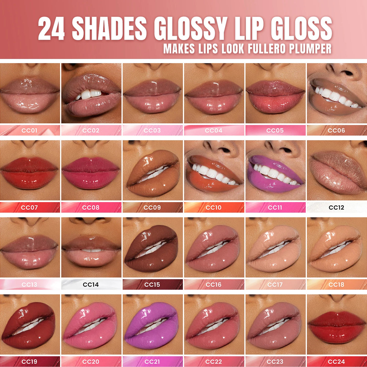 48 colors dual ended transparent tube lip gloss waterproof non-stick cup glossy matte 2 in 1 lip gloss