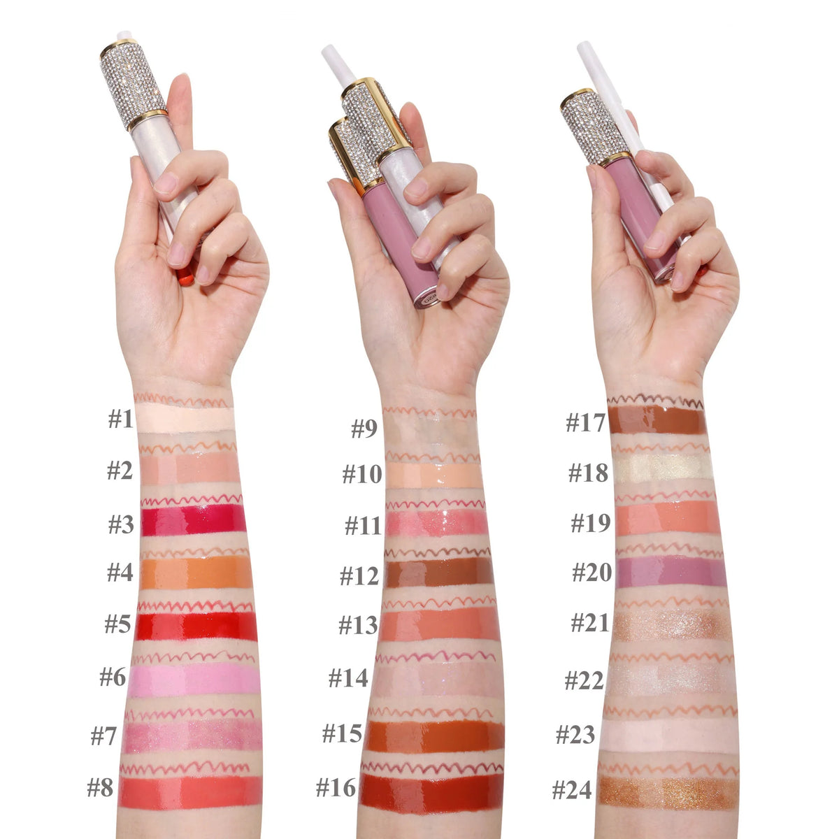 multi-color set clear case diamond lip gloss white lip liner pen liquid lipstick 2 in 1 lip kit