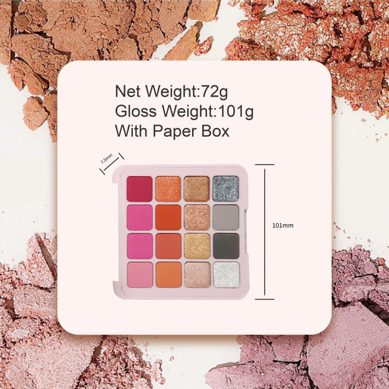 16-color matte shimmer glitter eyeshadow palette