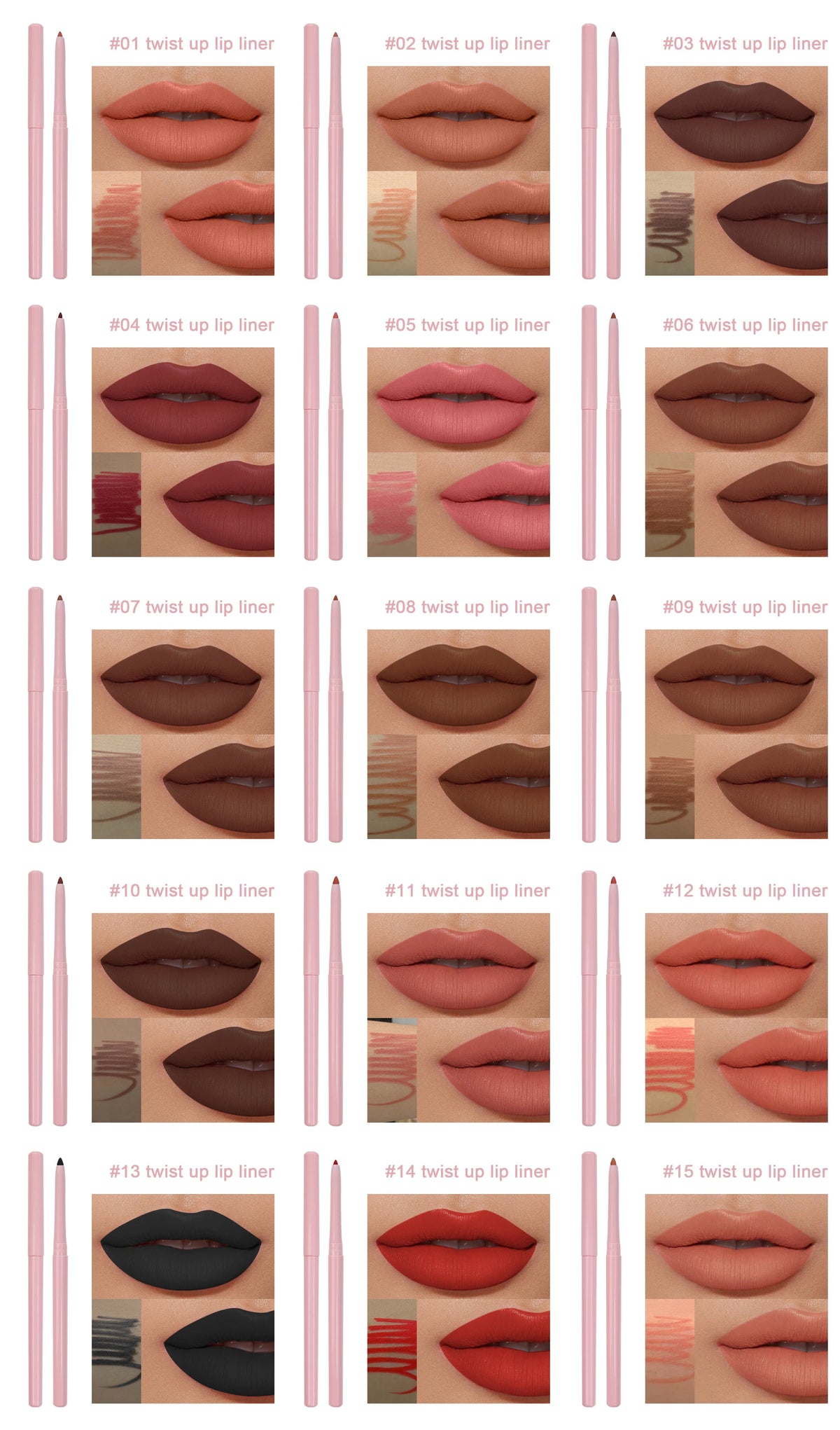 Waterproof twist lip liner