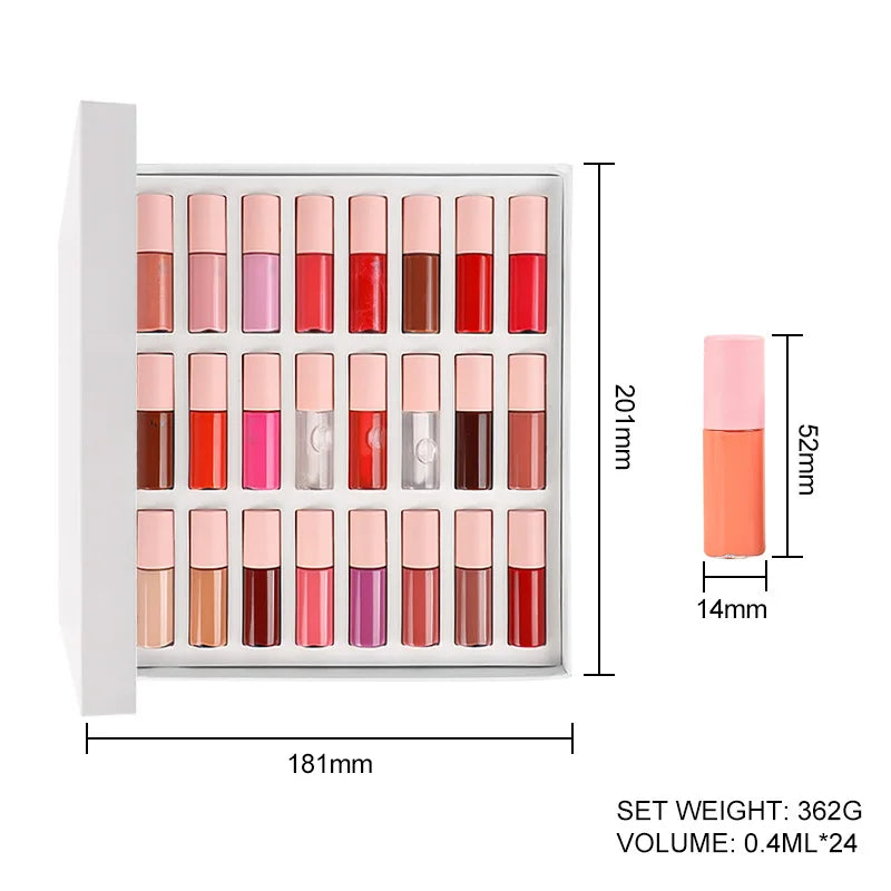 24 pcs set mini lip gloss pigmented cute mini lip gloss tube vegan matte waterproof mini lip gloss