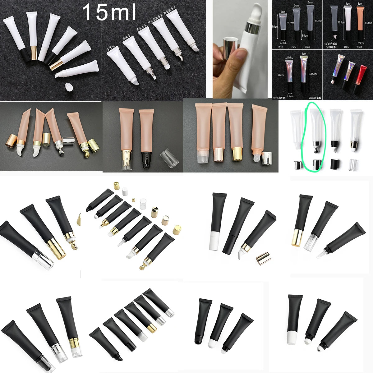 new 15ml empty eye cream lip scrub oil balm tube lipgloss containers soft plastic tube squeeze cosmetic packaging tube