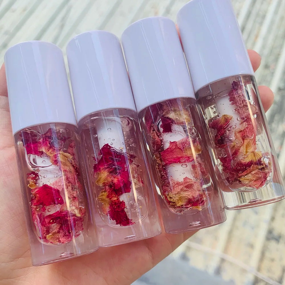 multicolor dry flower free shimmer liquid lip gloss glossy vegan shiny glitter clear lipgloss