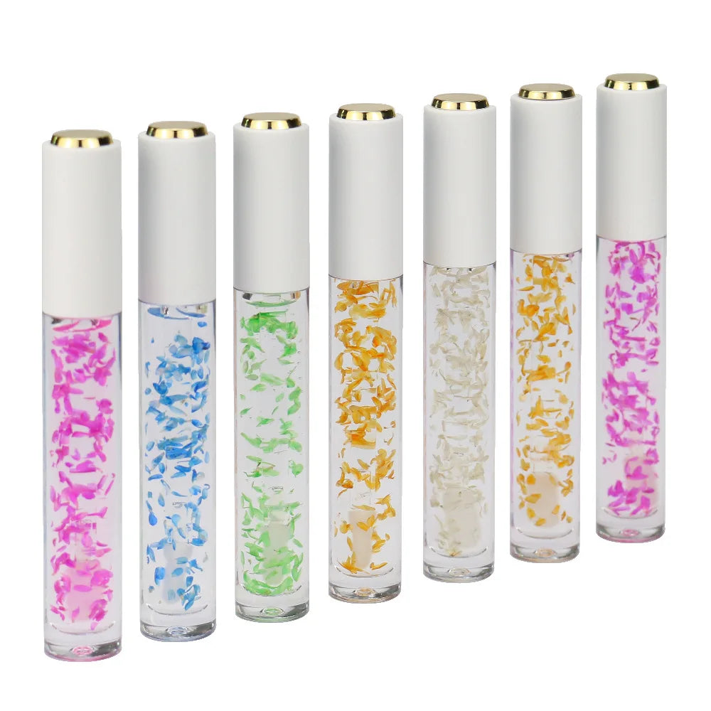 natural lip gloss with dry flower inside lip oil moisturizer clear lipgloss