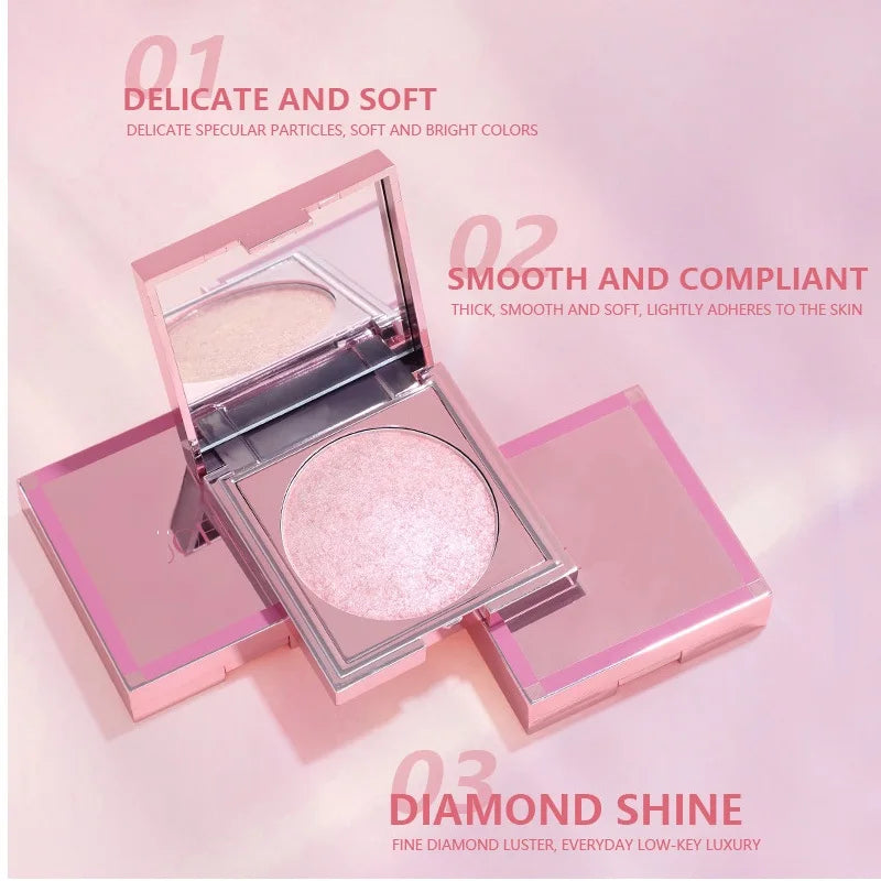 high quality face makeup 8 colors smooth long lasting diamond shine shimmer vegan highlighter palette