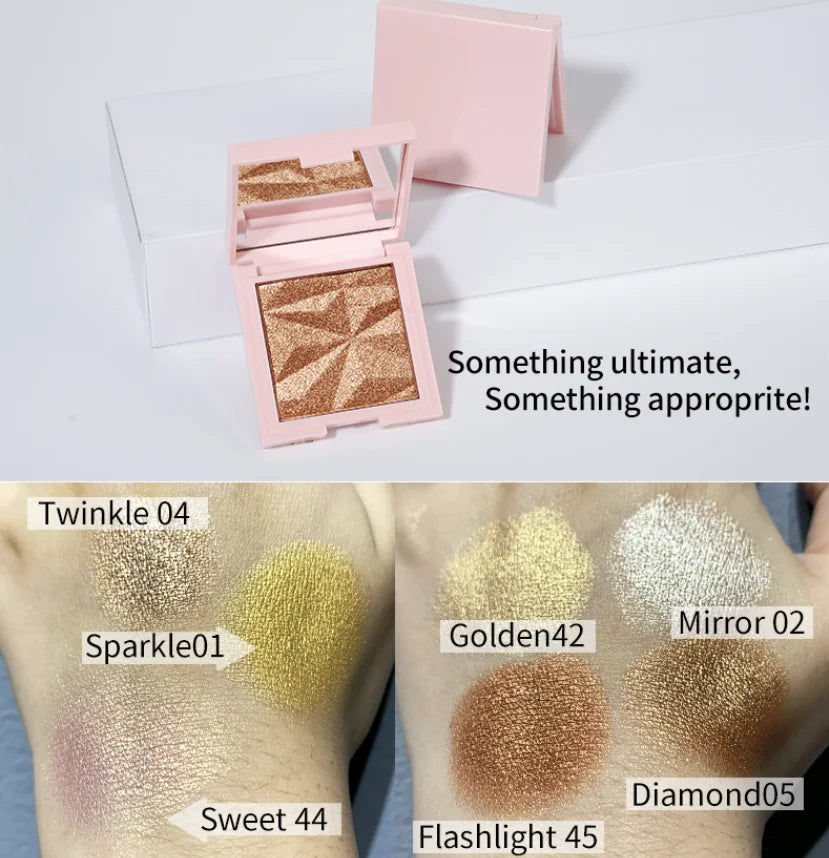 vegan cruelty-free shimmer makeup highlighter pink palette bronzer face cosmetics diamond sparkling highlighter