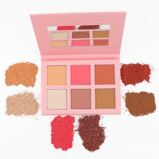 6 colors face shimmer illuminator pressed powder highlighter palette waterproof makeup highlighter bronzer blush palette