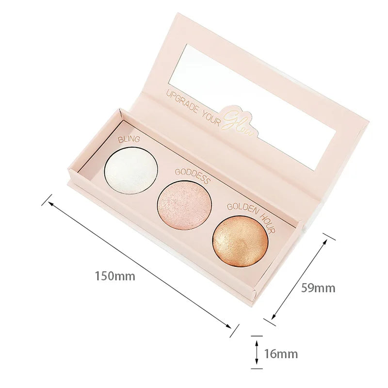 3-in-1 makeup shimmer highlighter palette cruelty-free vegan face highlighter powder