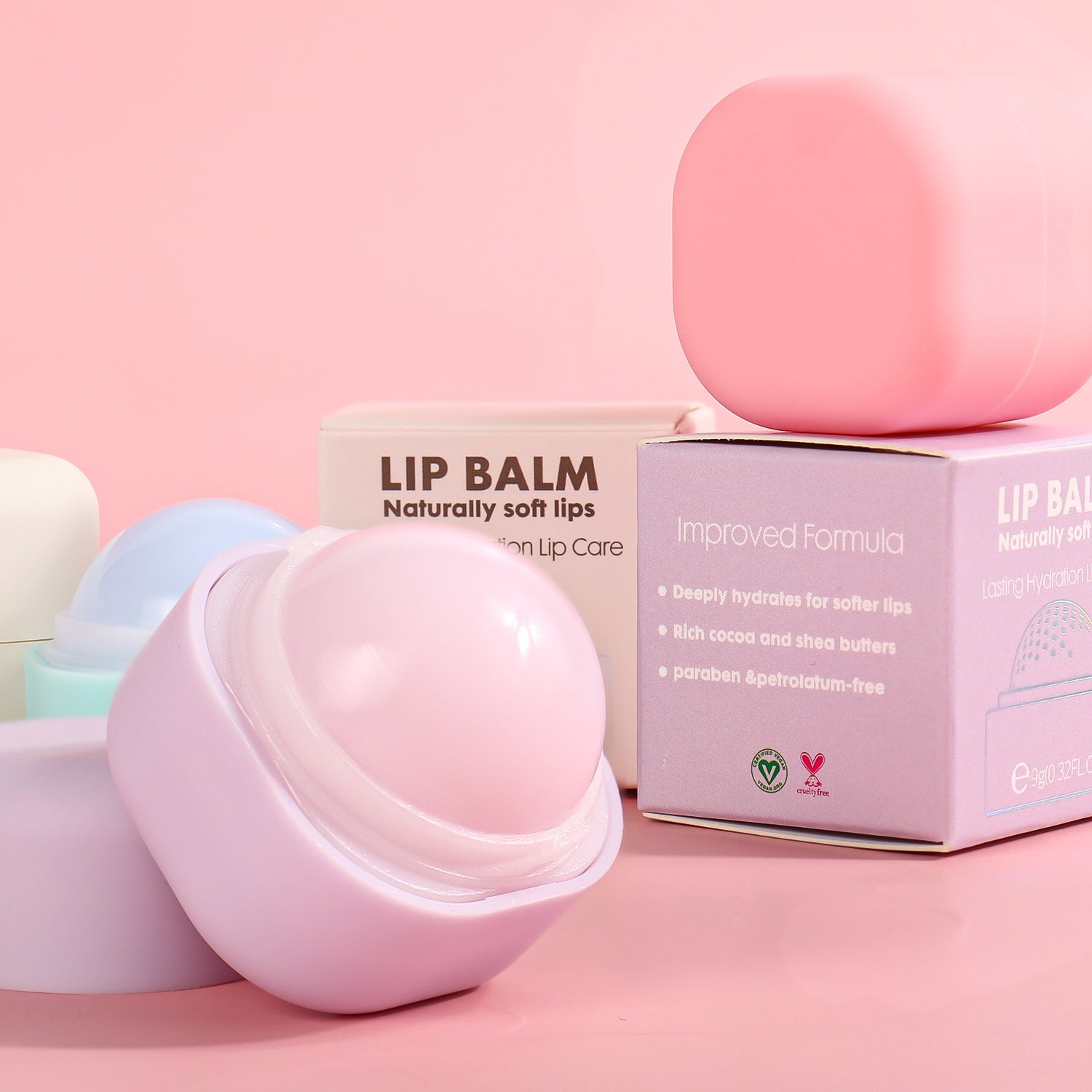 Fruit flavored vegan lip balm 4 colors