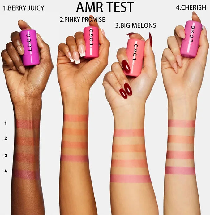 lip cheek stain multi-function 4 colors round tube long lasting waterproof jelly blush tint stick