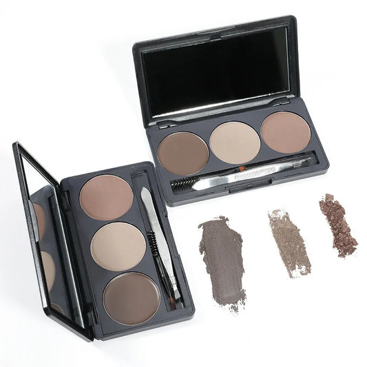 waterproof eyebrow stamp stencil kit with two-color brow powder and brush