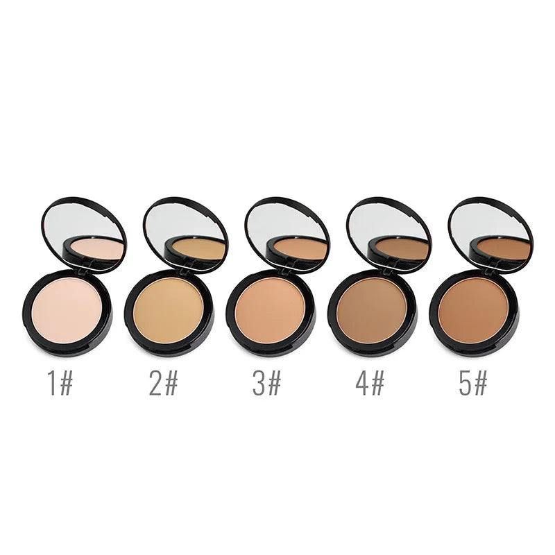 5 colors black powder palette vegan cruelty free pressed face powder with puff