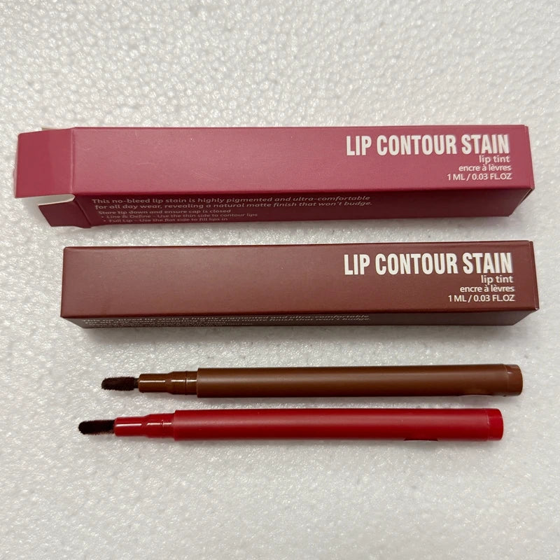 Dual-side felt-tip lip liner and lip stain