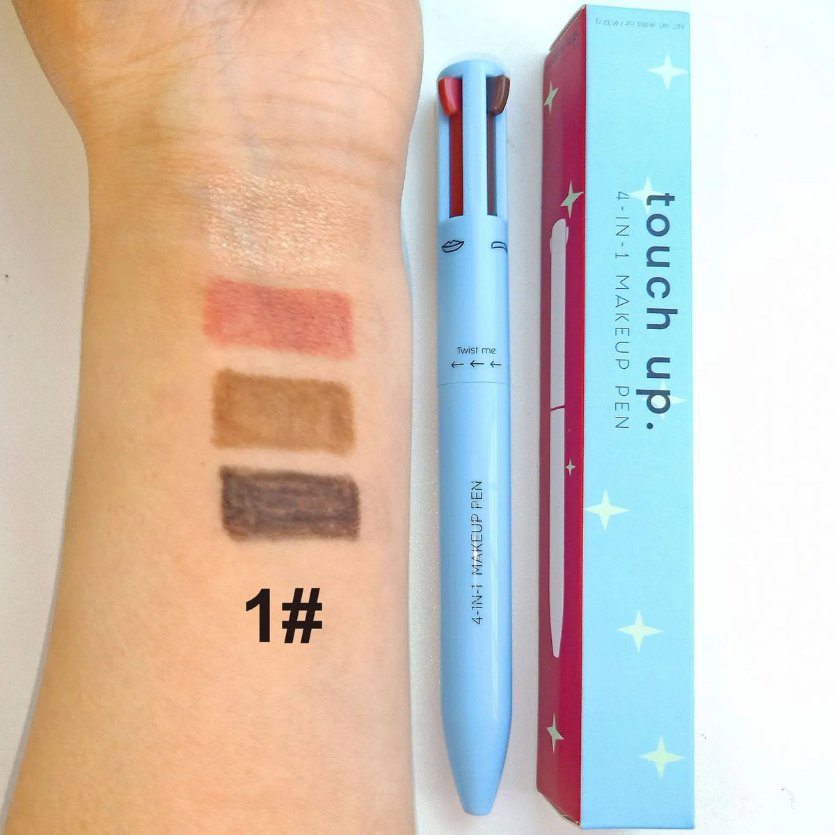 4-in-1 mineral makeup pen with 4 color eyebrow pencil eyeliner lip liner highlighter touch-up makeup