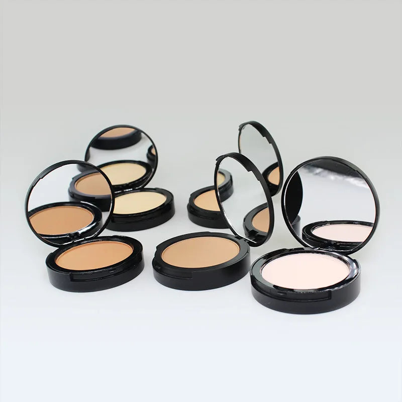 5 colors black powder palette vegan cruelty free pressed face powder with puff