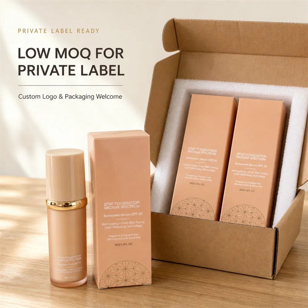 Liquid foundation with SPF 50 sunscreen serum
