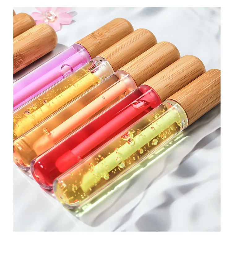 lip cosmetics 10 colors round tube lip balm oil high pigmented moisturizing vegan fruit flavor clear lip oil