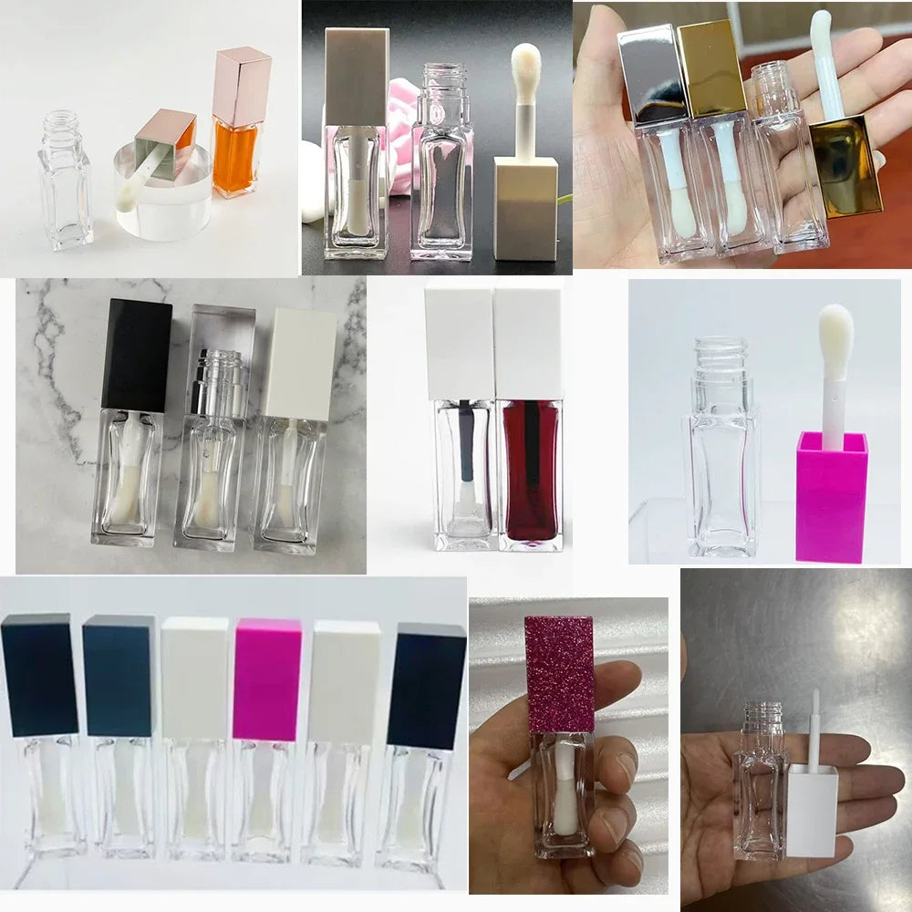 empty transparent crystal lipgloss containers thin lip gloss wand tubes with box lip mascara tubes cosmetic packaging