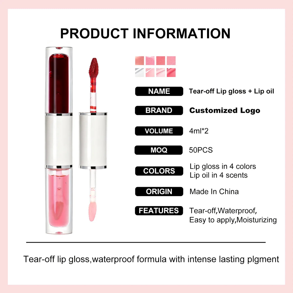 double sided peel off waterproof matte lipstick lip oil 2 in 1 hydrating lip oil lipstick